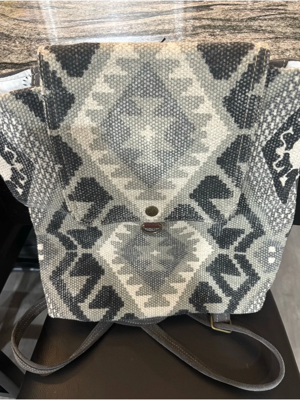 NWT Myra Bag Gray and Cream Woven Geometric Backpack